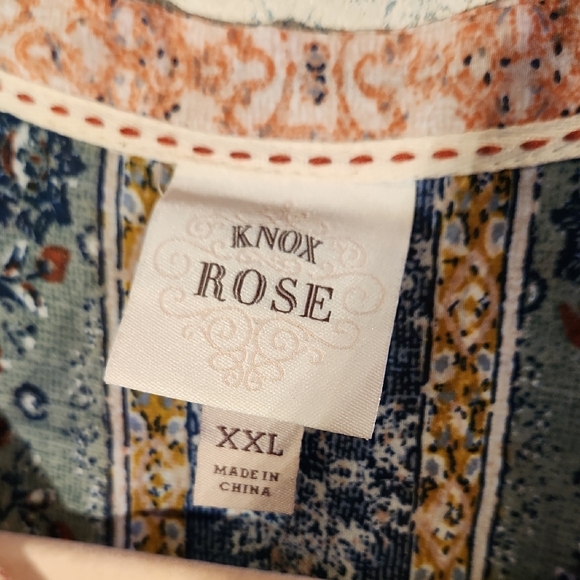 Knox Rose Pink and Blue Sleeveless Tie Front Blouse - Picture 2 of 4